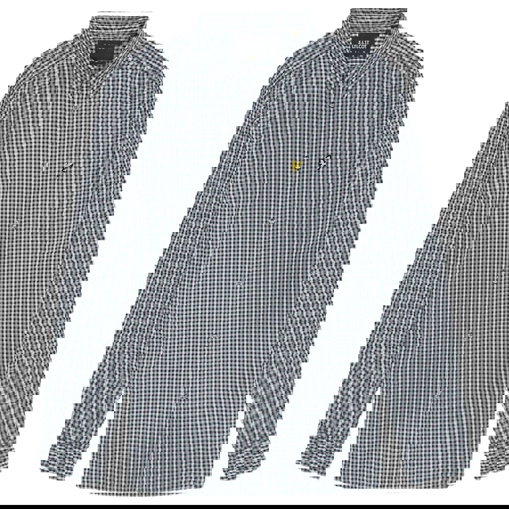 Lyle & Scott Checked Gingham Argyle Teal/Blue Long Sleeve Shirt S