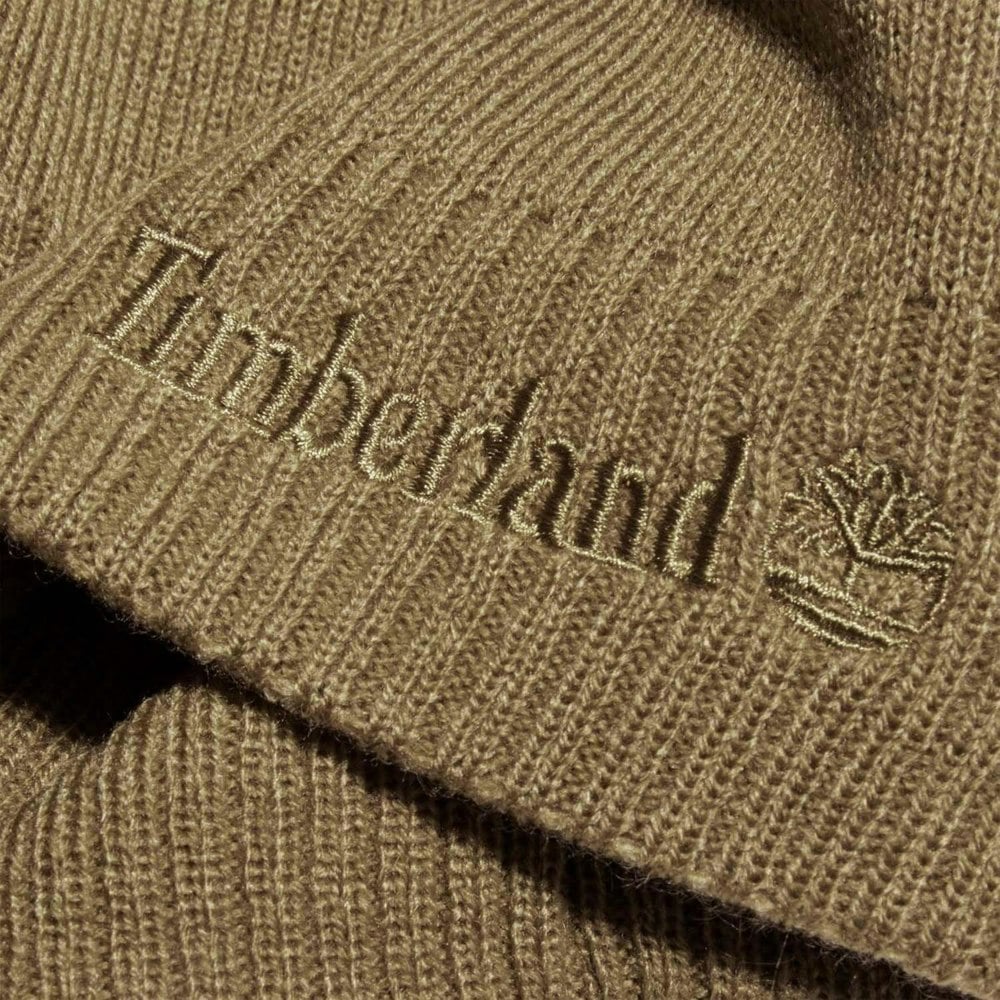Timberland Mens Logo Knitted Beanie - Green