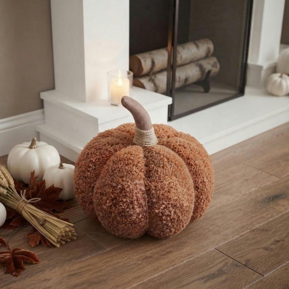 Garden Greatness XL Plush Textured Chestnut Pumpkin Decoration