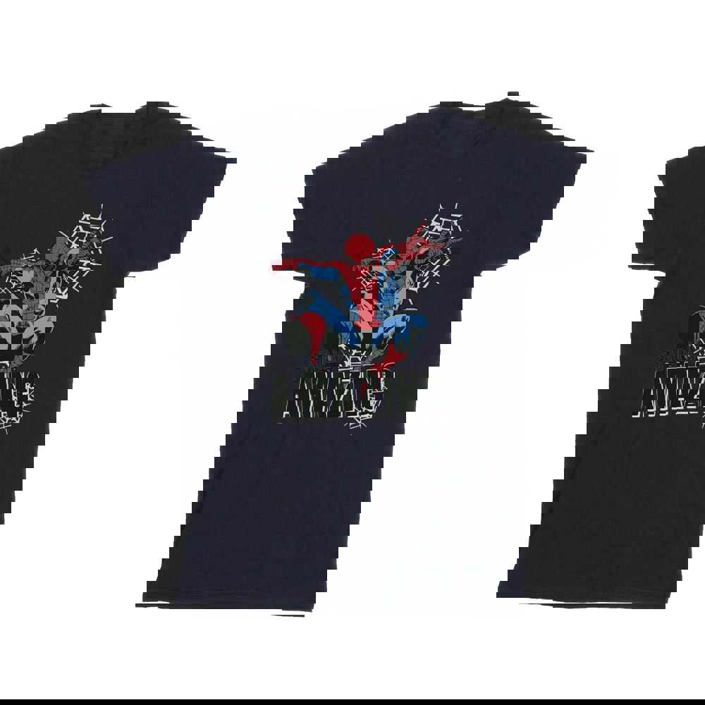 Marvel Boys Spider-Man Amazing T-Shirt - Navy Blue