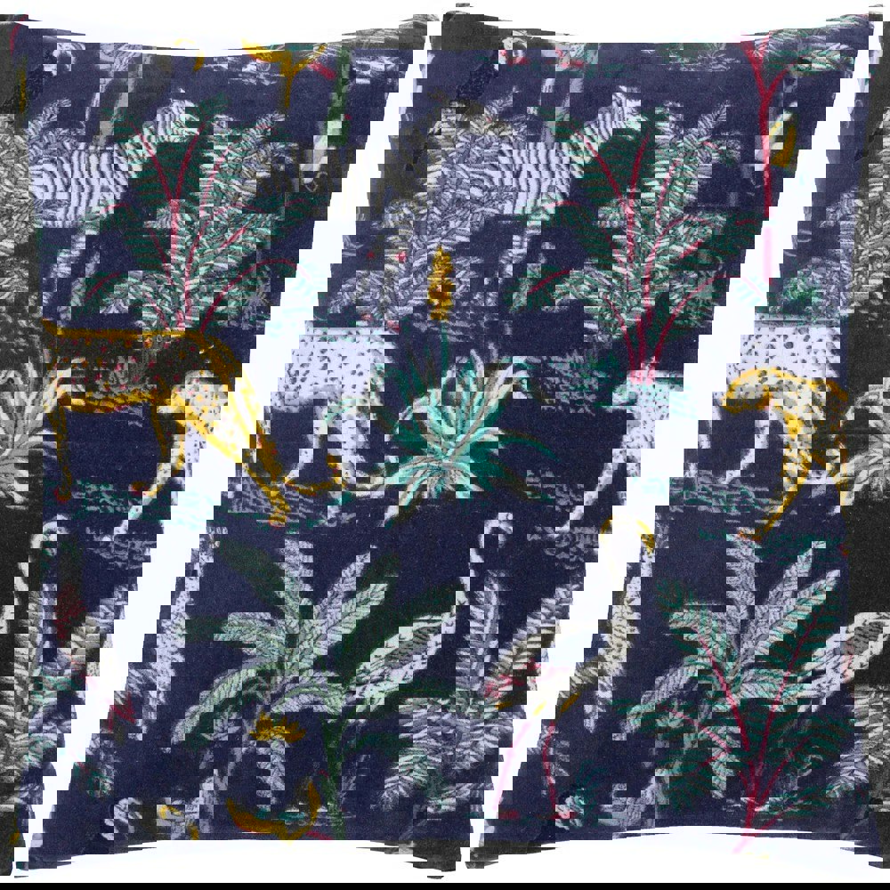 Wylder Tropics Wilds Cotton Tropical Cushion Cover - Navy