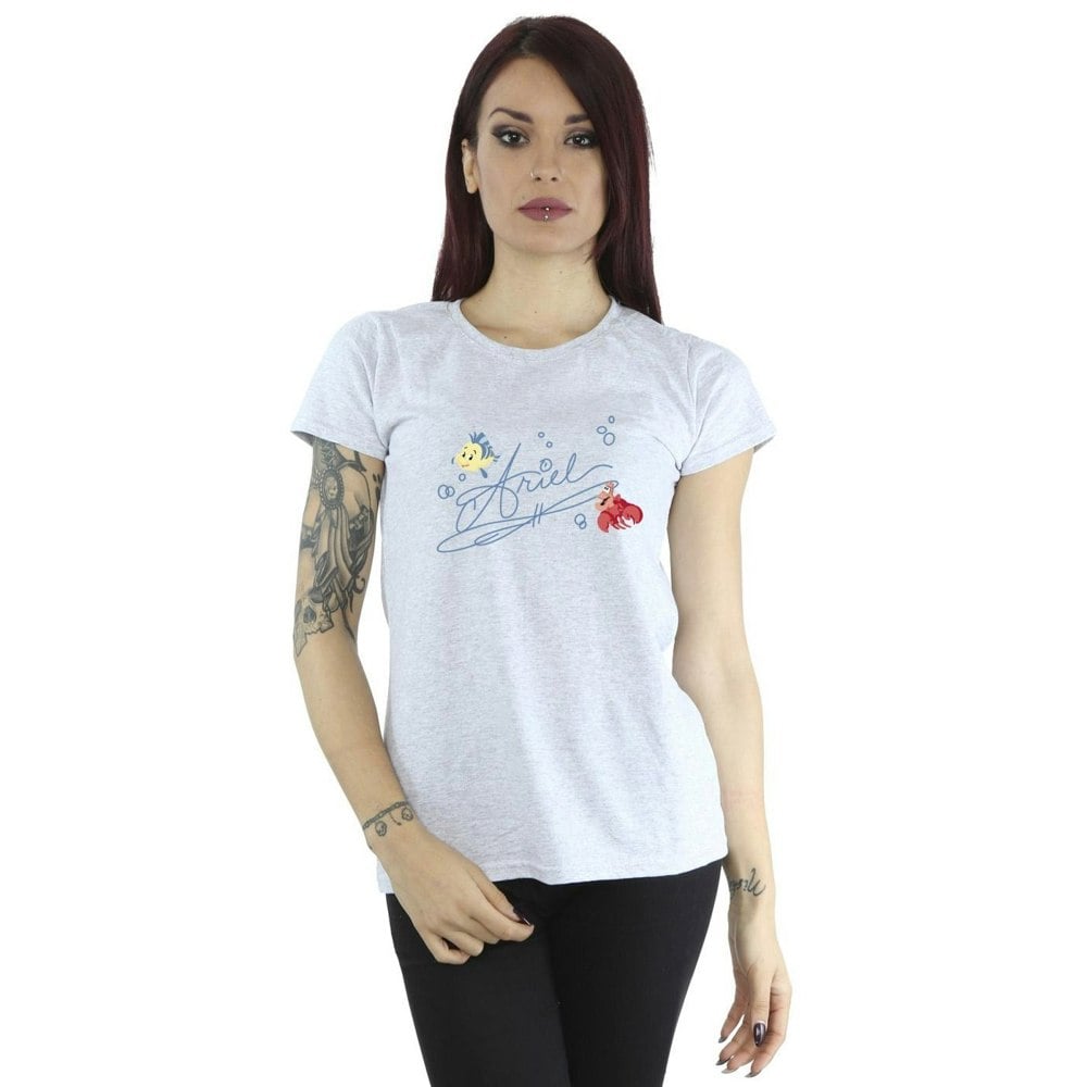 Disney Womens/Ladies The Little Mermaid Ariel Cotton T-Shirt - Sports Grey