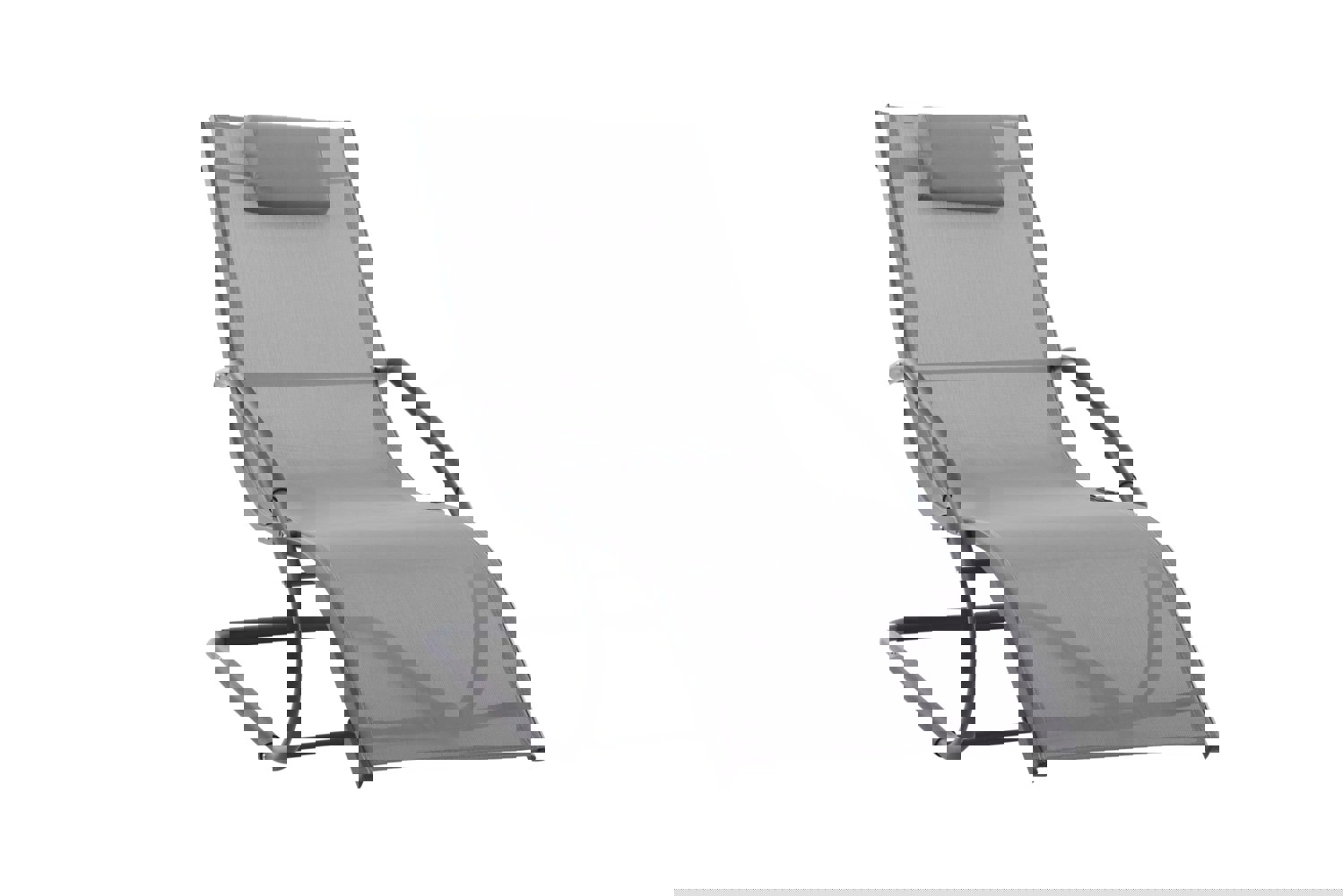 Vivere Wave Lounger - Aluminium - Grey on Matte Black