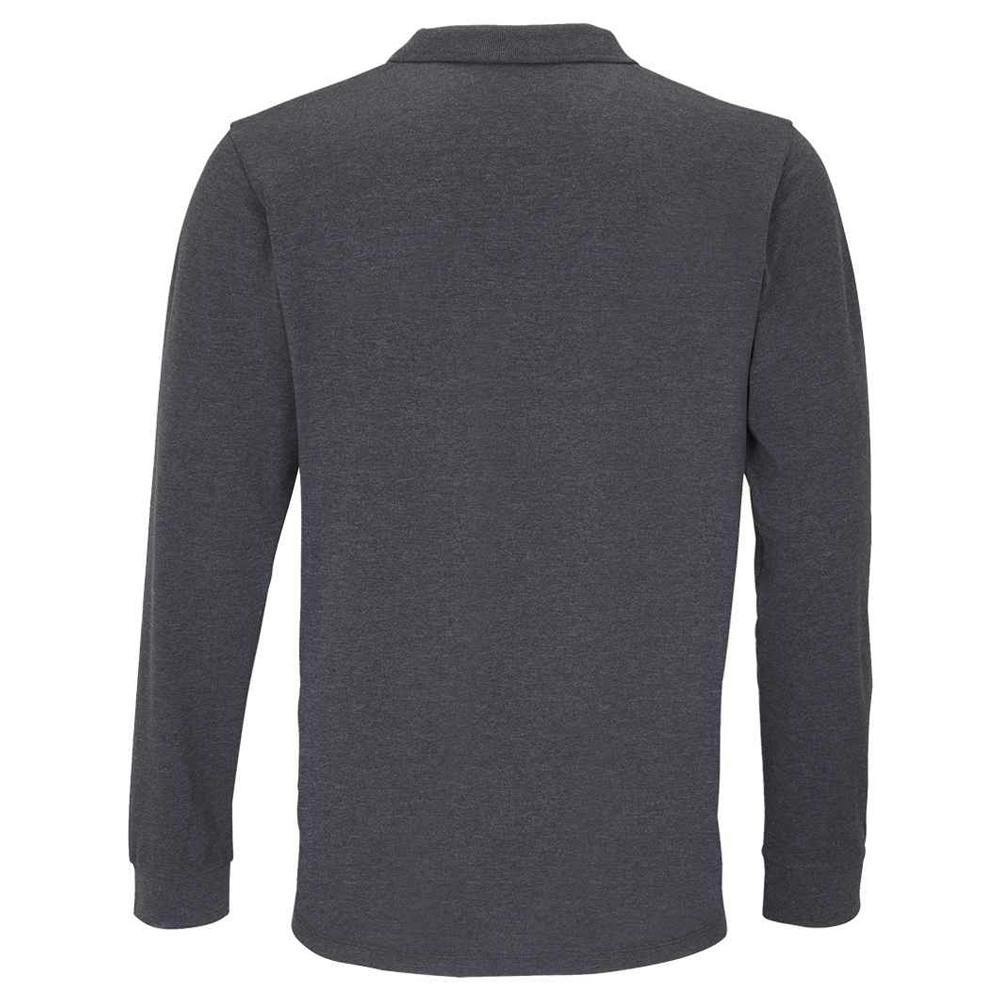 SOLS Unisex Adult Planet Long-Sleeved Polo Shirt - Charcoal Melange