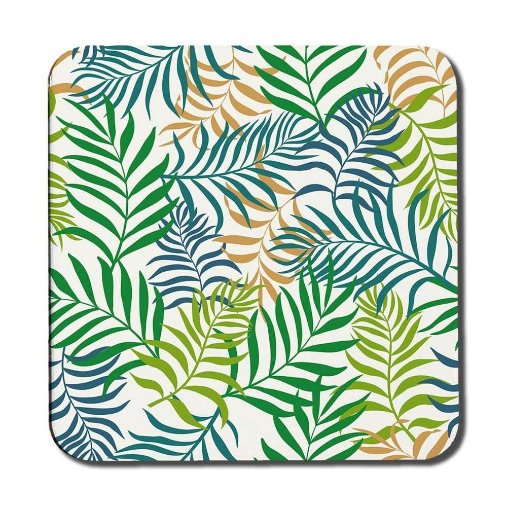 Benjamin Tate Design Green Tropical Palm Leaves (Coaster)