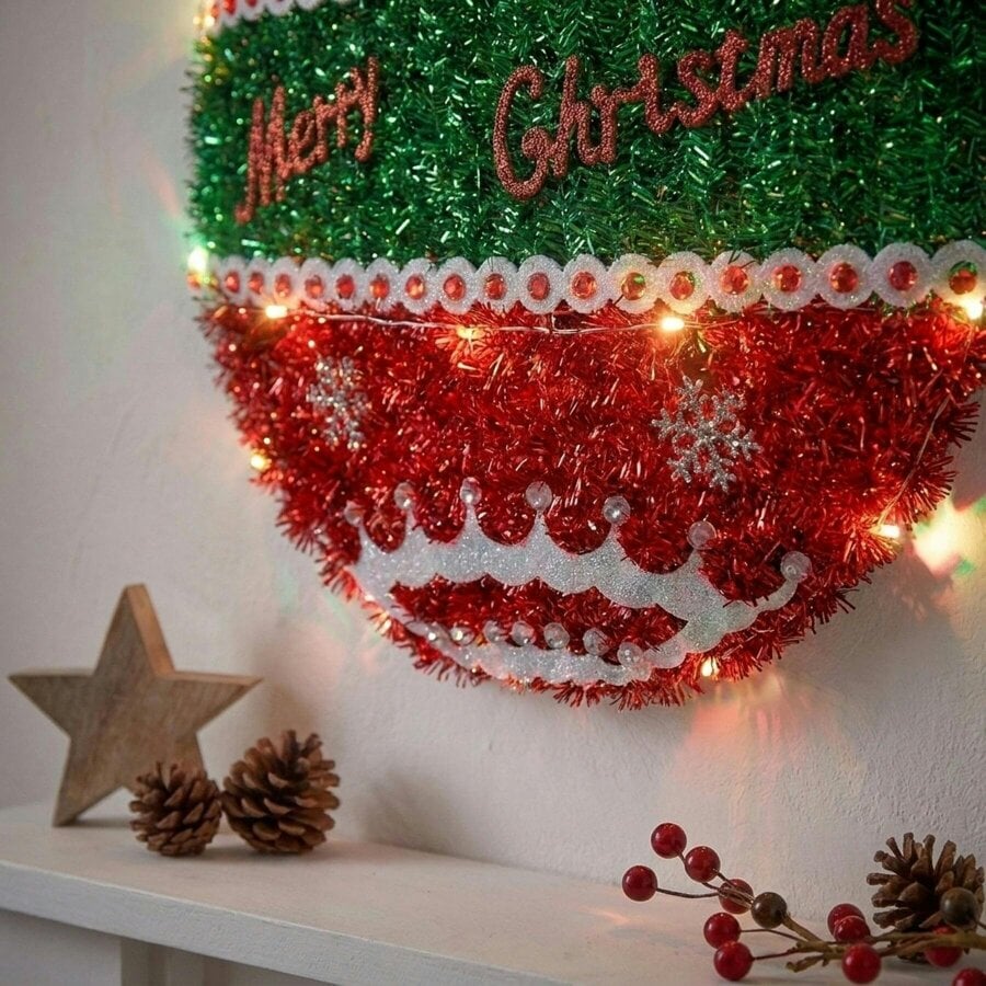 Garden Greatness Sparkly Multicolour Lit Tinsel Bauble