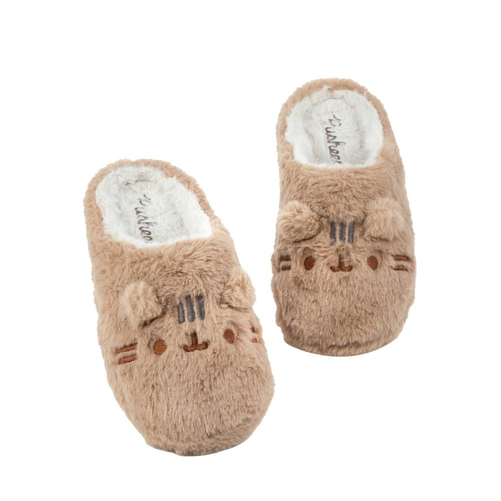 Pusheen Women's Faux Fur Slippers - Brown/White