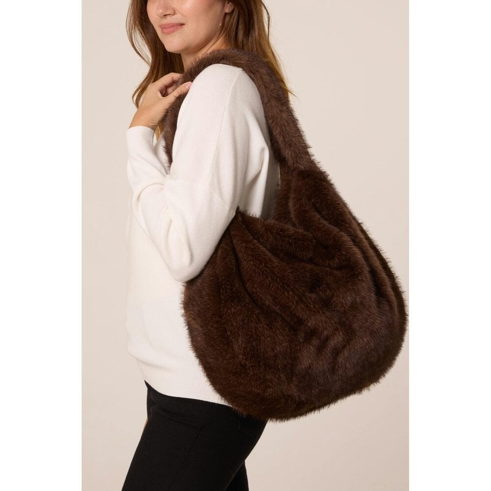 Blue Vanilla Faux Fur Slouch Bag