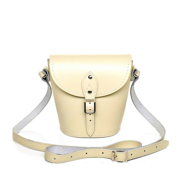 Pastel Cream Leather Barrel Bag - Barrel Bag - Zatchels