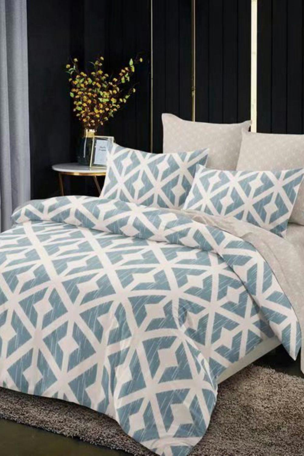 Ezysleep Aztec Blue Printed Duvet Cover Set