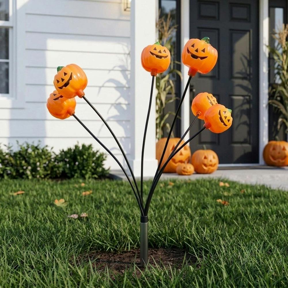 Garden Greatness 6-Stem Jack-O'-Lantern Halloween Stake Light