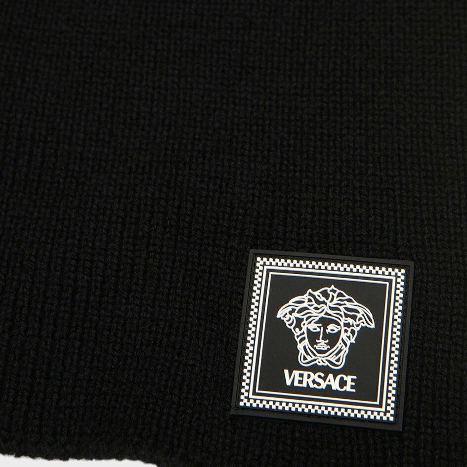 Versace Medusa Logo Knit Scarf Black