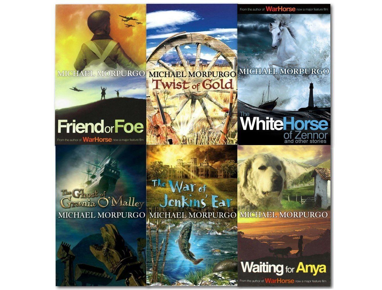 Michael Morpurgo 6 Book Set Waiting for Anya, Friend or Foe, The War of Jenkins Ear, Twist of Gold, White Horse of Zennor, Ghost of Grania O'Malley