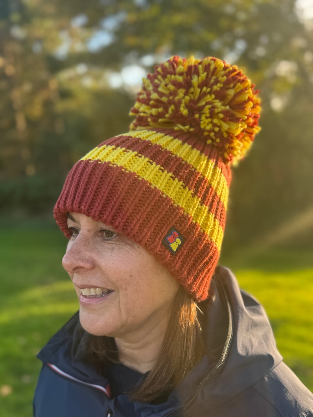 Claret and Amber Big Bobble Hat