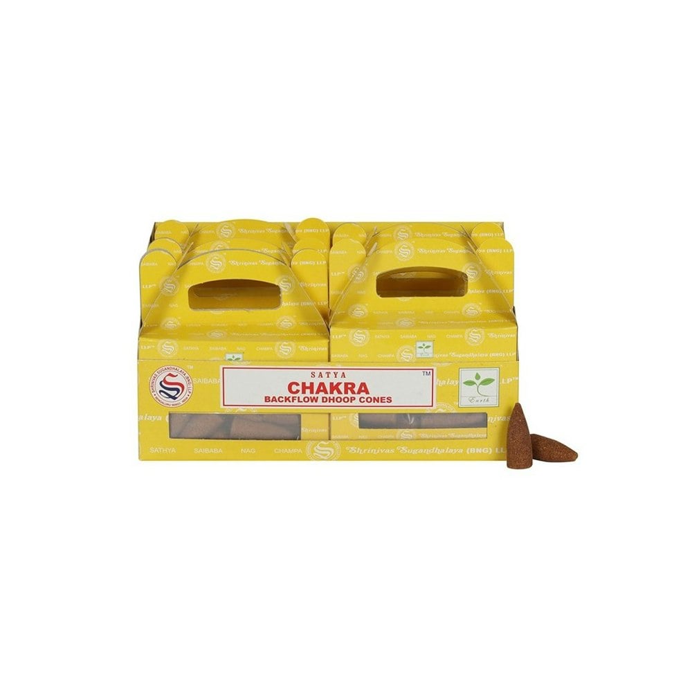Serano Set of 6 Packets of Chakra Backflow Dhoop Cones by Satya