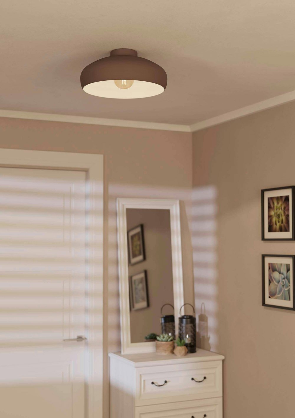 EGLO Mogano Round Mocha-Coloured Ceiling Light