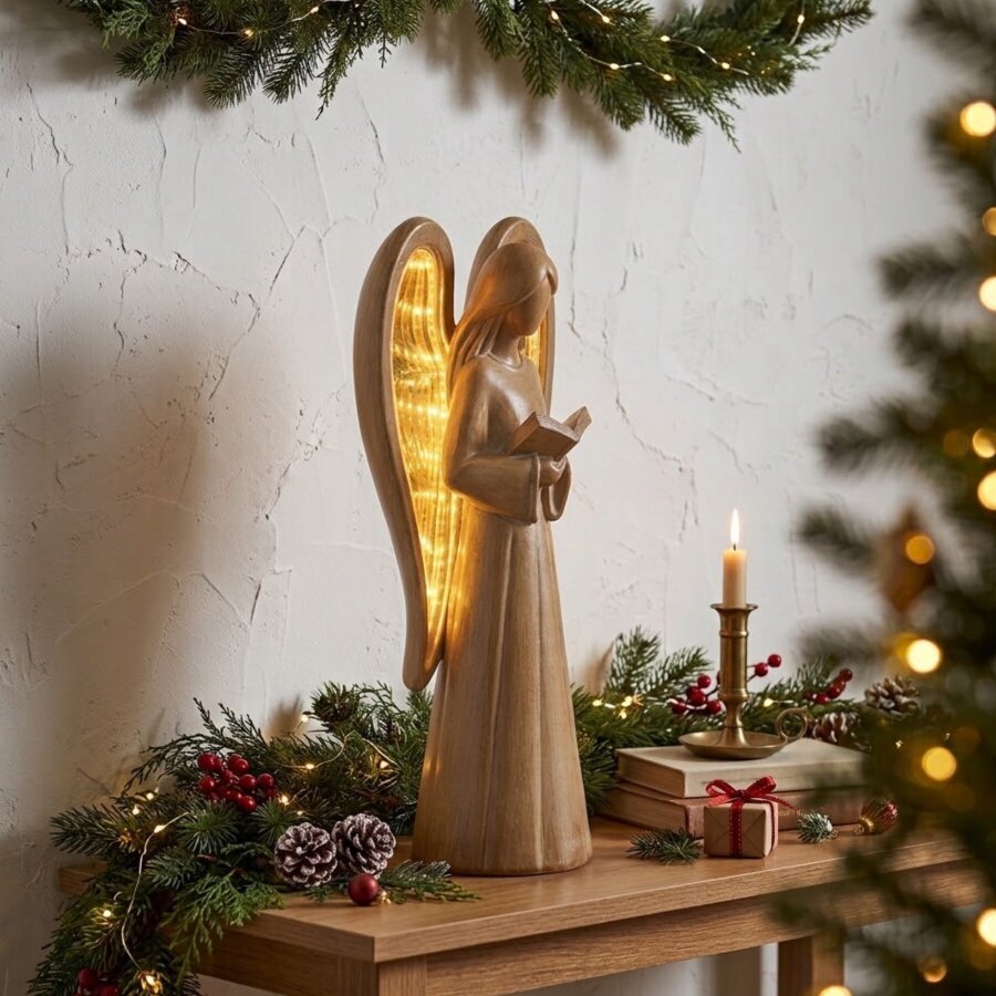 Garden Greatness Graceful Praying LED Angel Figurine