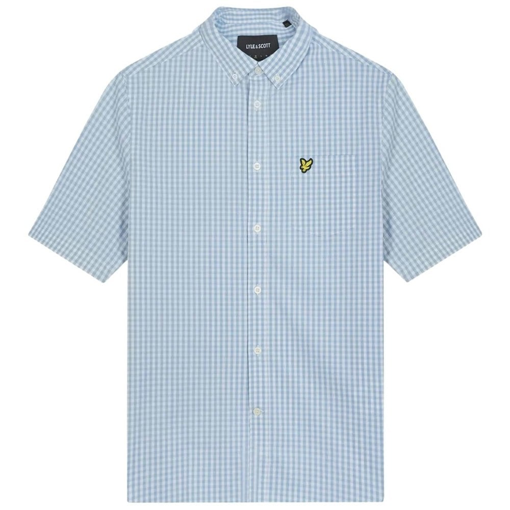 Lyle & Scott Lyle Scott Short Sleeve Slim Fit Gingham Shirt - Light Blue