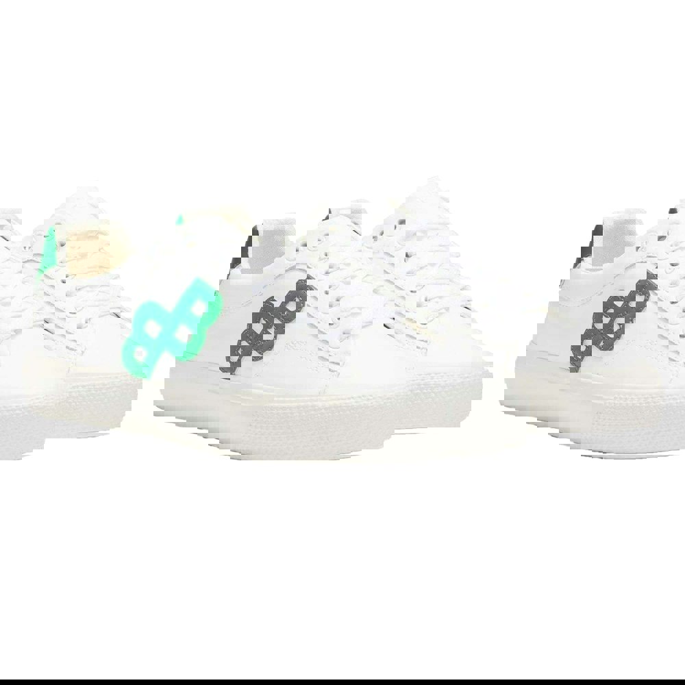 Boss Unisex Adult Aiden Leather Trainers - White/Green