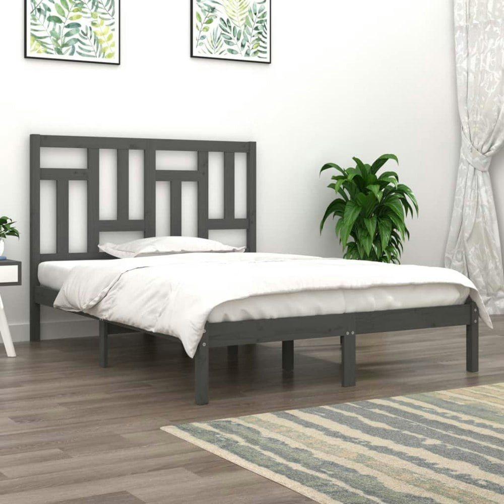 Berkfield Bed Frame Grey Solid Wood Pine 200x200 cm