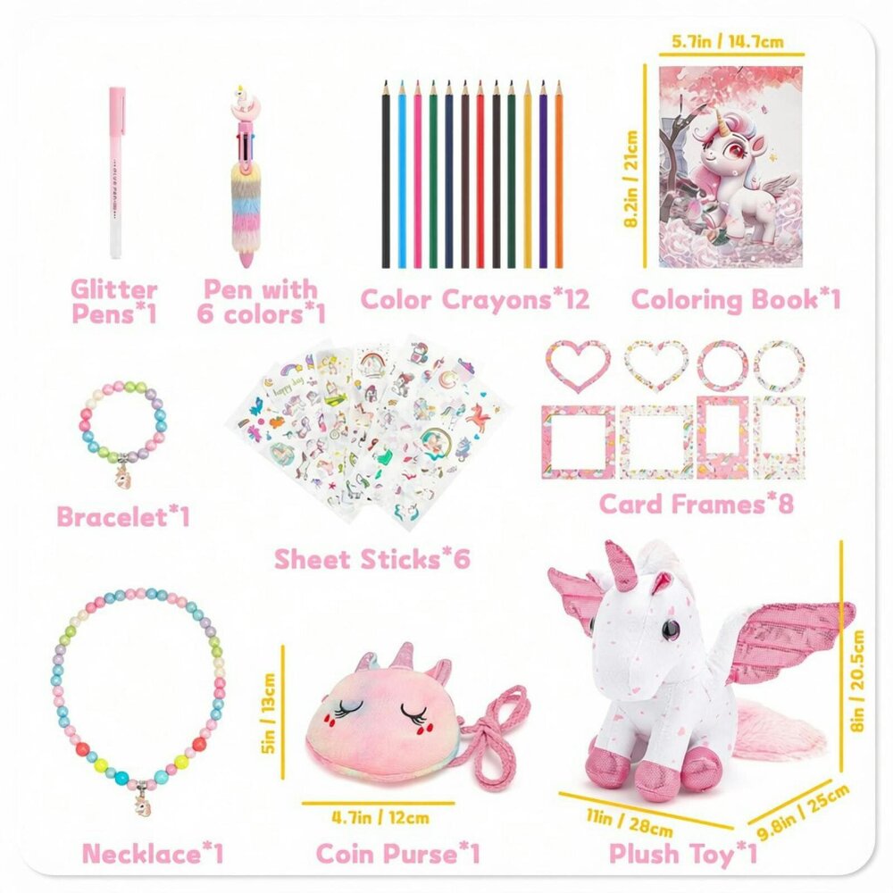 deAO Toys deAO Unicorn Plush Toy Gift Set for Girls, Birthday Gift for Kids 3–10