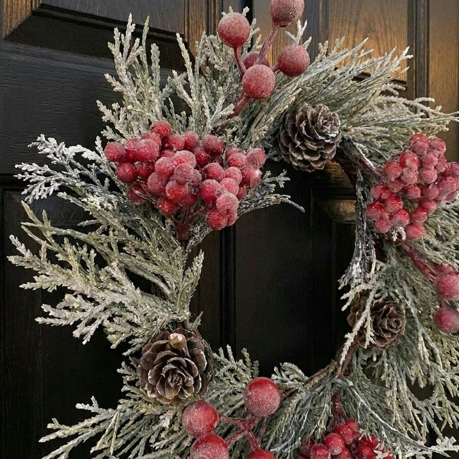Garden Greatness Traditional Frosted Berry Pinecone Wreath