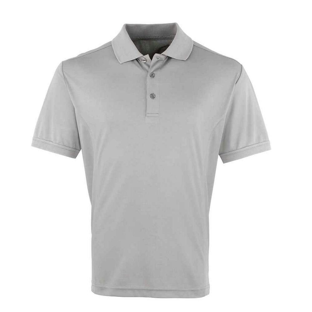Premier Mens Coolchecker Pique Polo Shirt - Silver - Silver - 100% Polyester