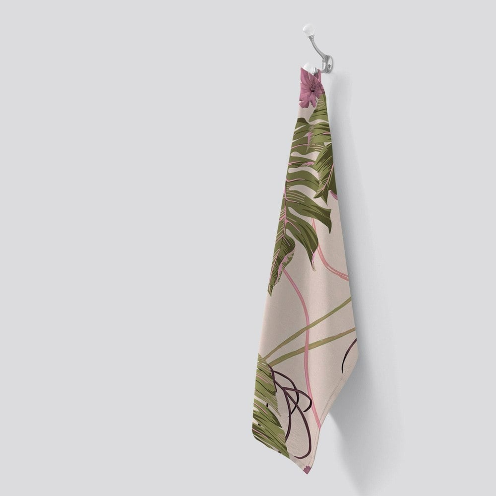 Warren Reed Pink Cosmos Flowers Tea Towel