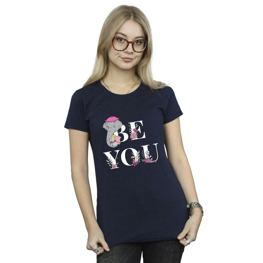 Disney Womens/Ladies Dumbo Be You Cotton T-Shirt - Navy Blue