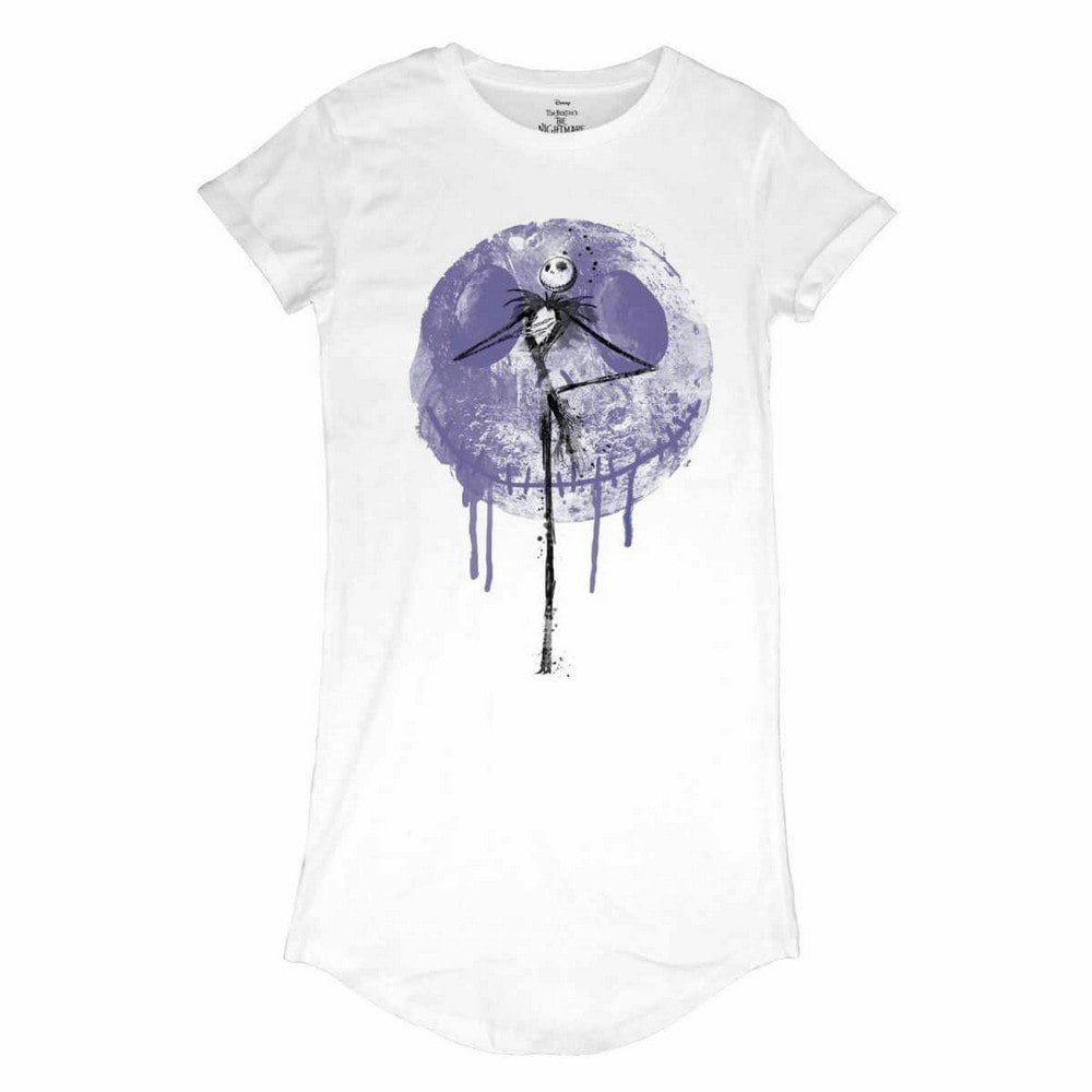 Nightmare Before Christmas Womens/Ladies Moon Drip T-Shirt Dress - White