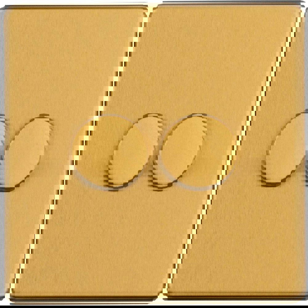 2 Gang Rotary Dimmer Switch 2 Way LED SCREWLESS SATIN BRASS Light Dimming Wall