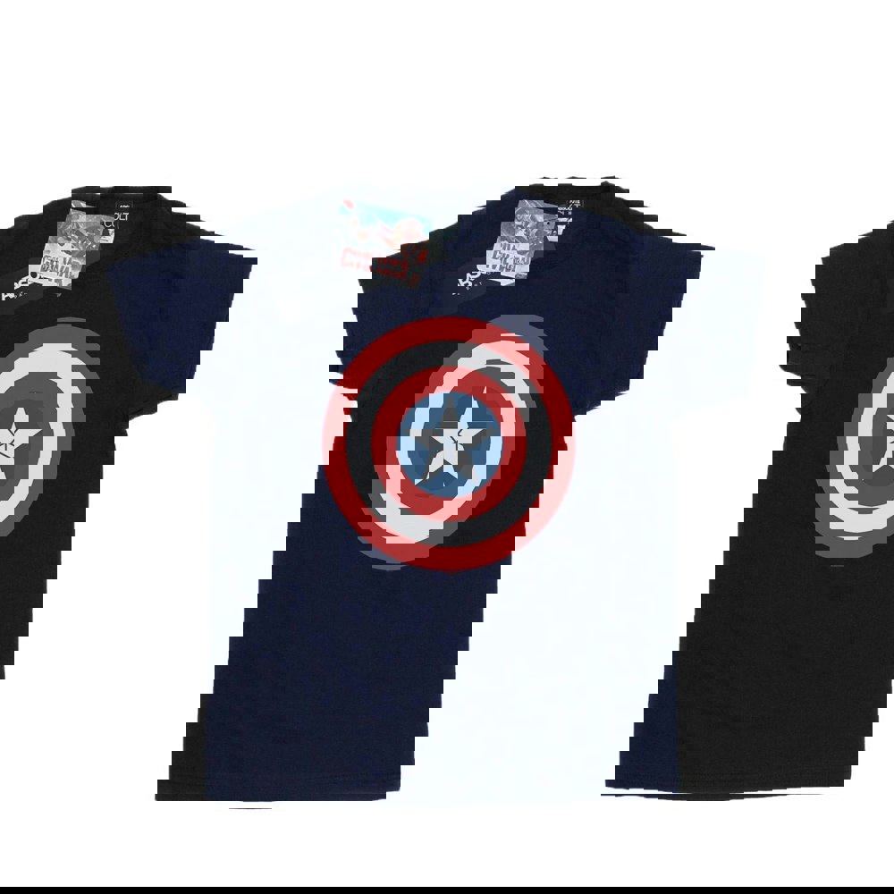 Marvel Boys Captain America Civil War Shield T-Shirt - Navy Blue