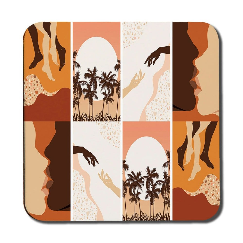 Benjamin Tate Design Paper cut male & female, abstract & floral collages, landscape scenes (Coaster)
