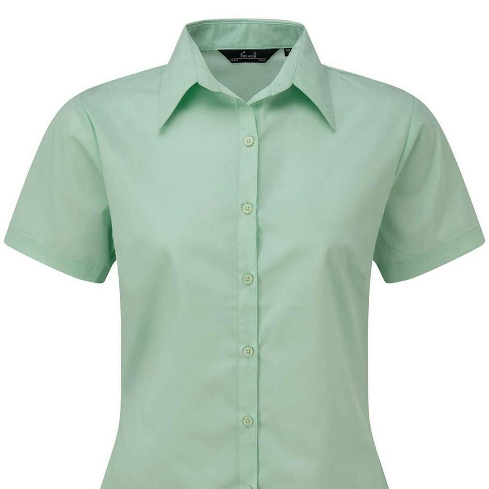 Premier Short Sleeve Poplin Blouse / Plain Work Shirt - Aqua