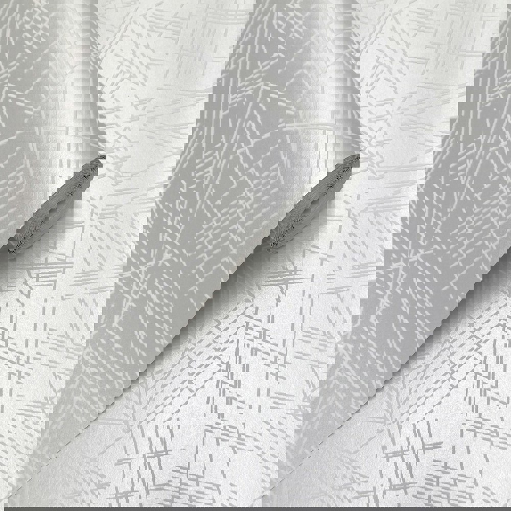 Tilt white flock / silver lustre wallpaper