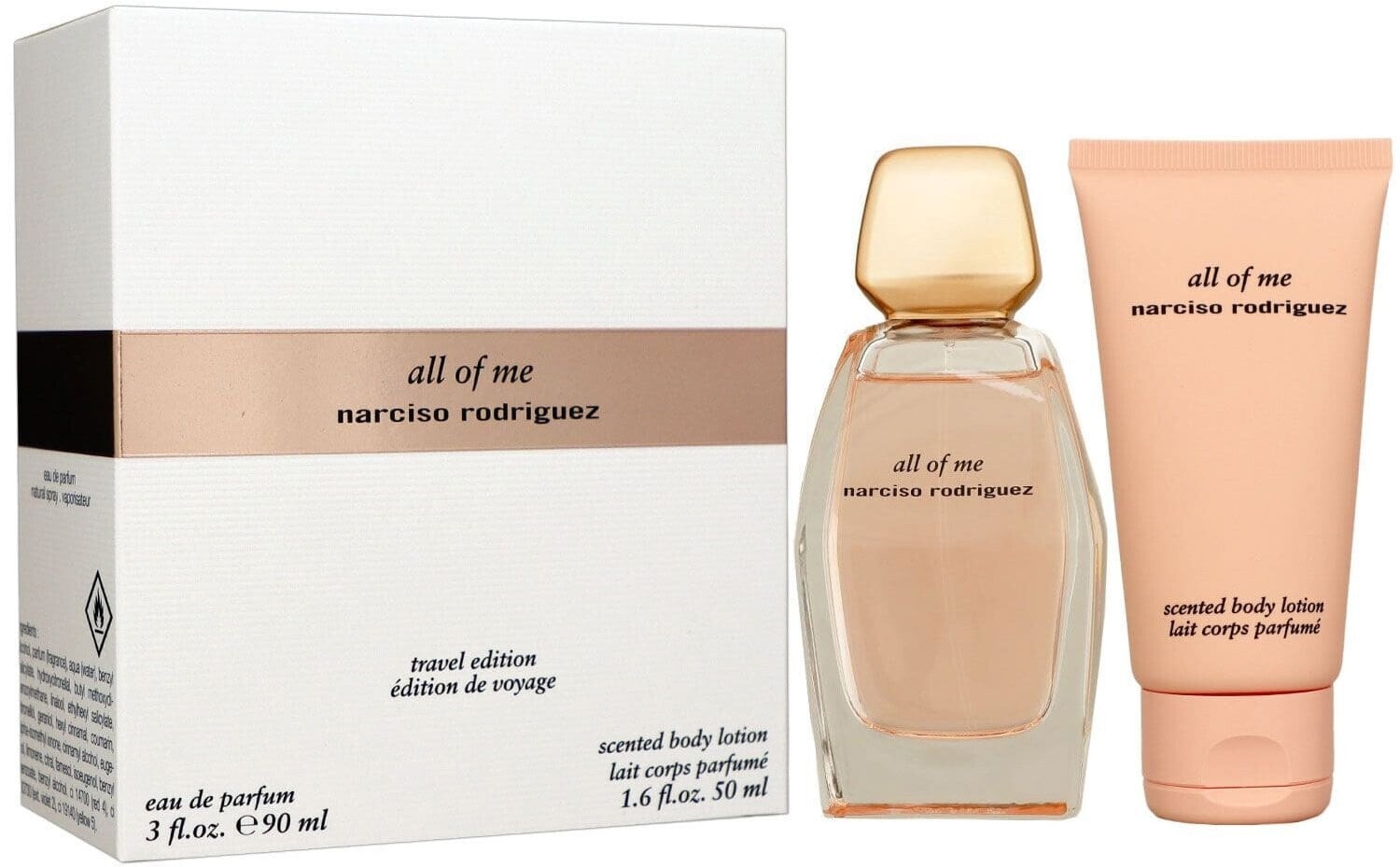 Narciso Rodriguez All Of Me Gift Set: Eau de Parfum 90ml + Body Lotion 50ml + Eau de Parfum 10ml