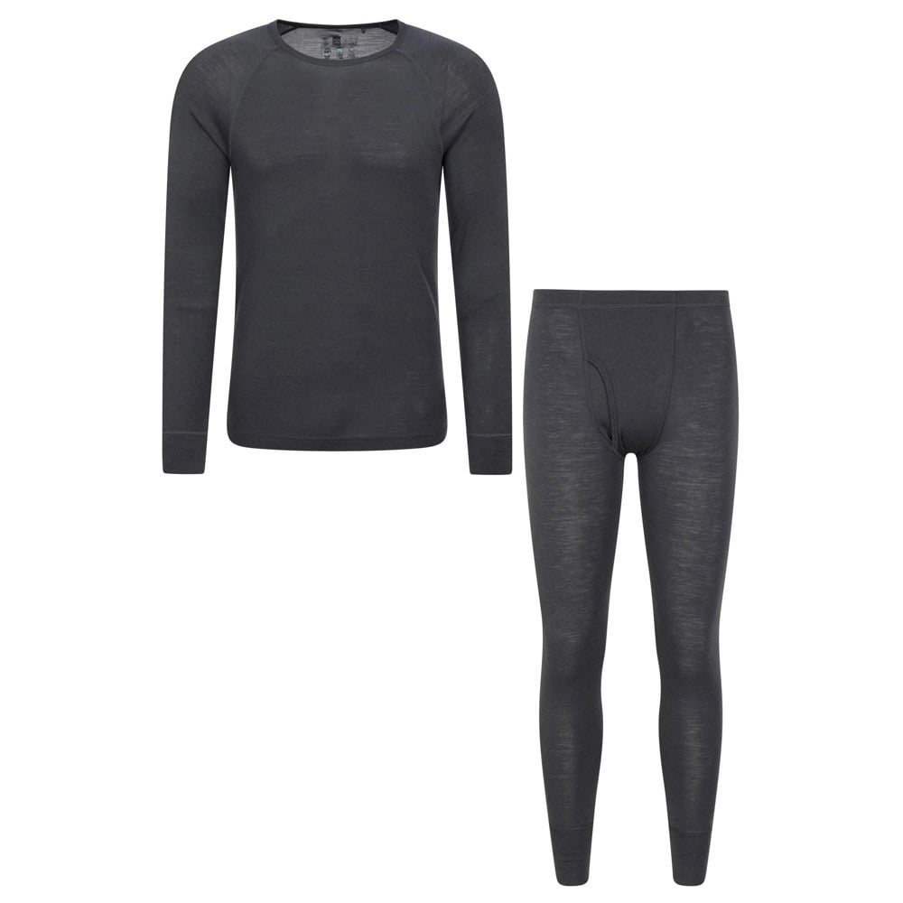 Mountain Warehouse Mens Merino Wool Thermal Base Layers Set - Dark Grey