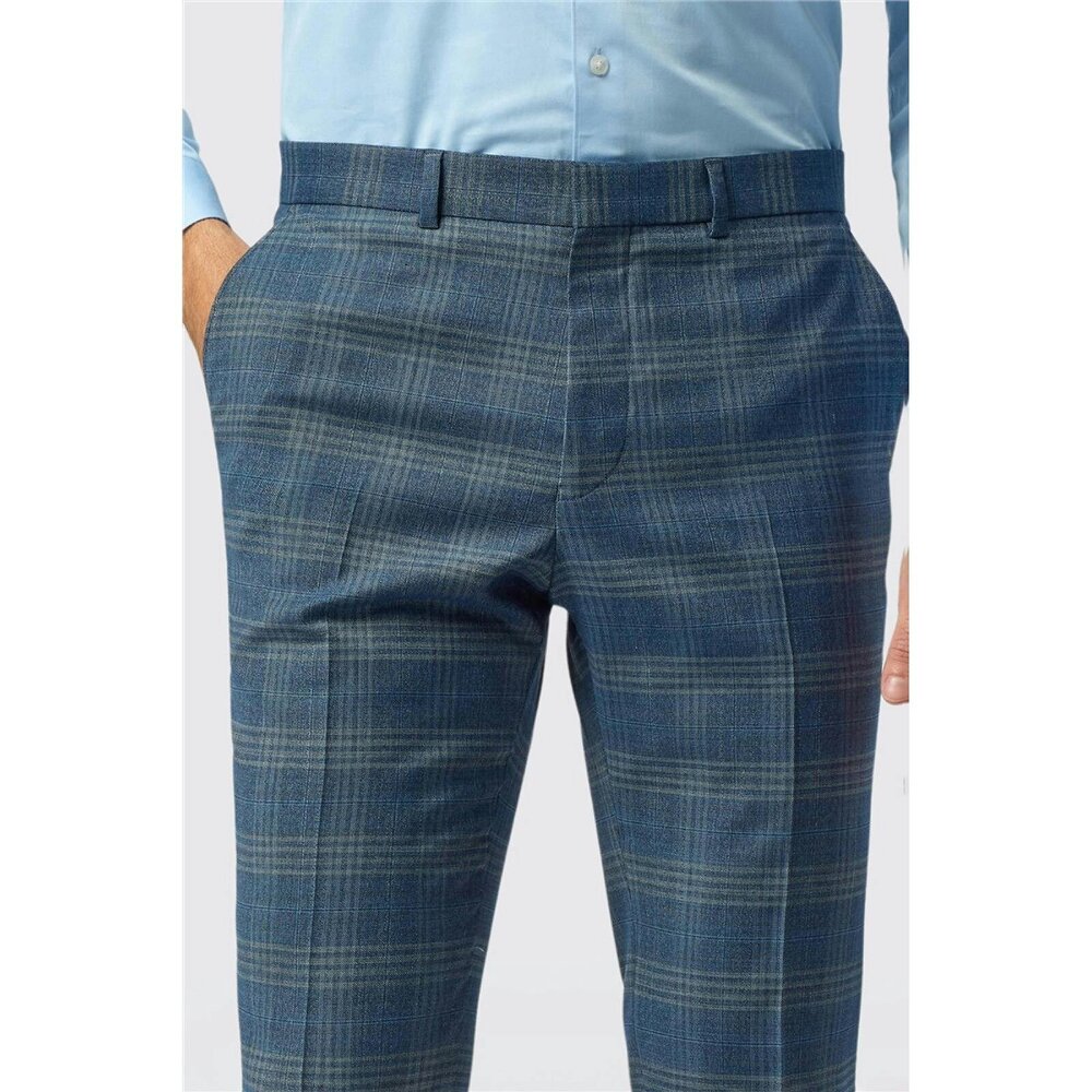 Ted Baker Slim Fit Airforce Sage Check Trousers