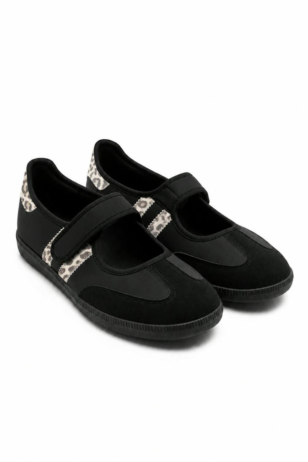 Love Lemonade Comfort Mary Jane Padded Footbed Slip On Trainers Leopard