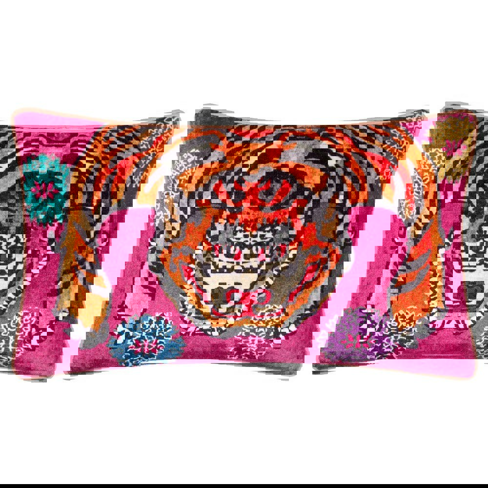 Furn Year Of The Tiger Velvet Cushion Cover - Pink