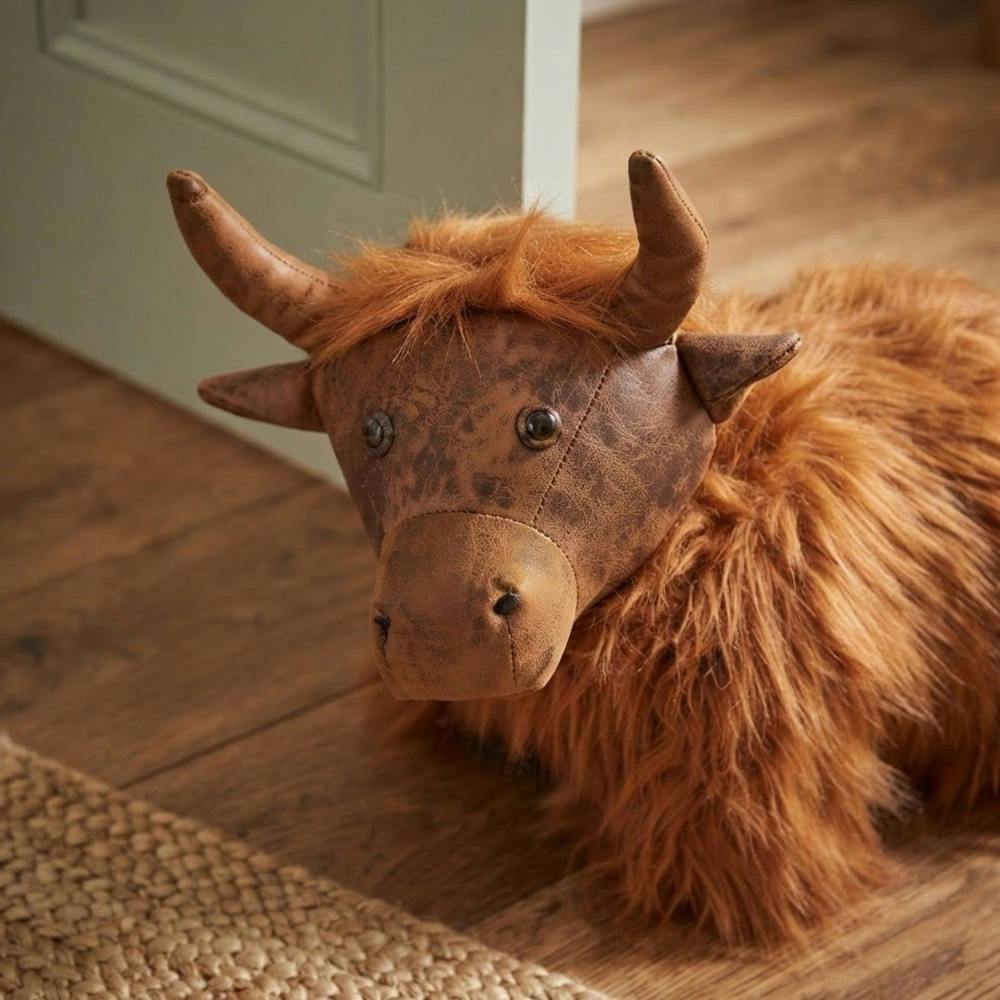 Garden Greatness Fluffy Highland Cow Weighted Doorstop