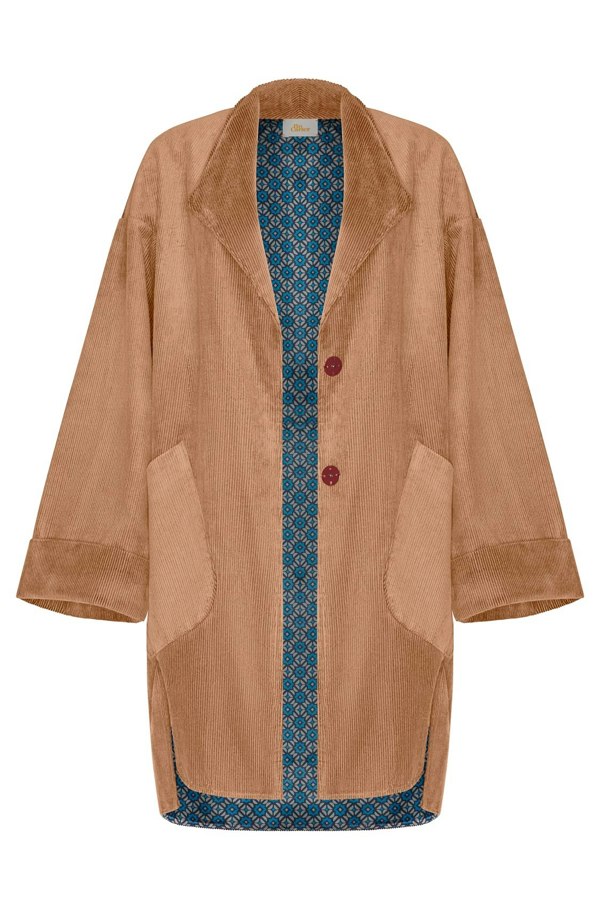 Bo Carter Hilmar Corduroy Oversized Jacket - Beige