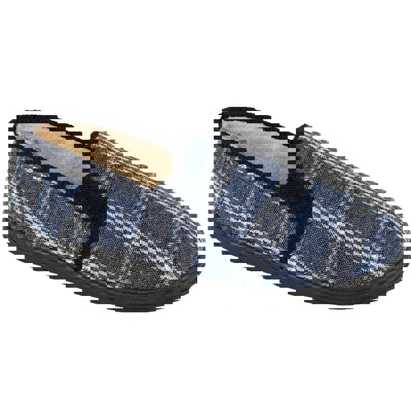 Dunlop Mens Checked Slippers - Navy