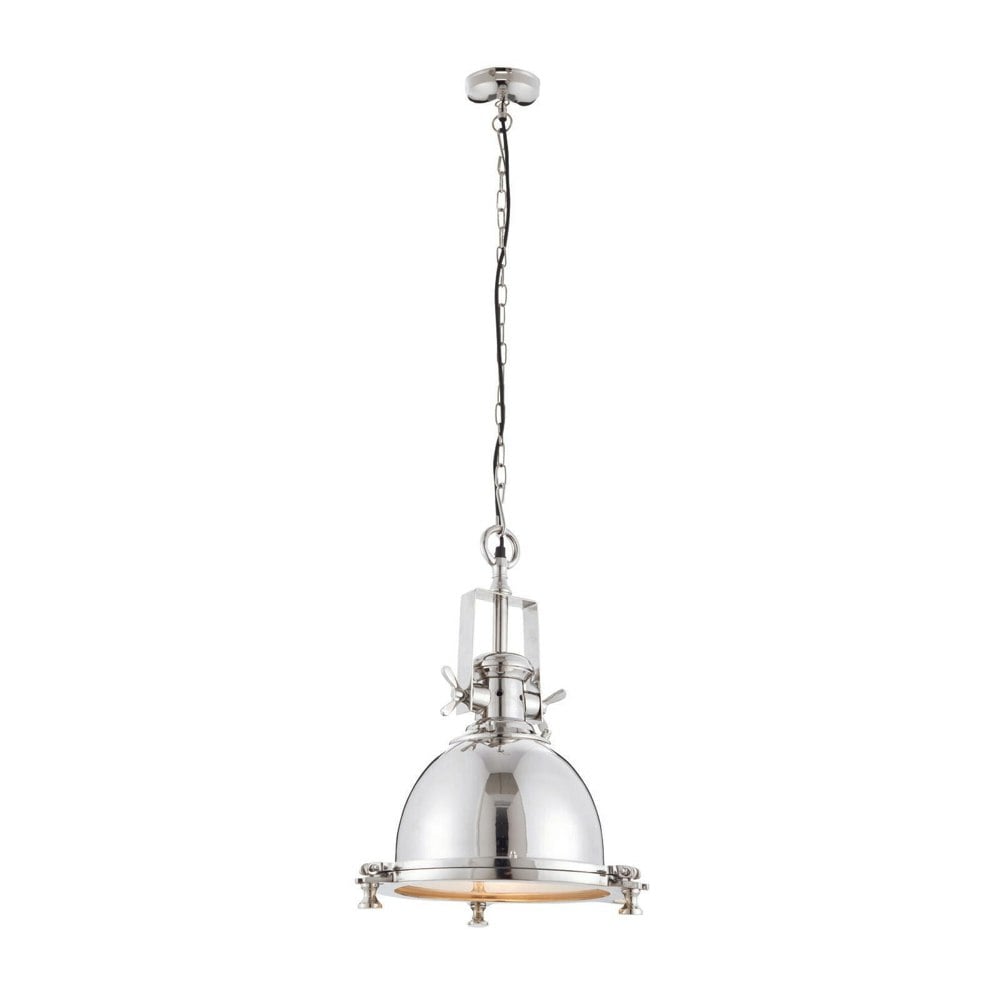 Ceiling Pendant Light Bright Nickel Plate & Sandblasted Glass 40W E27 GLS Loops