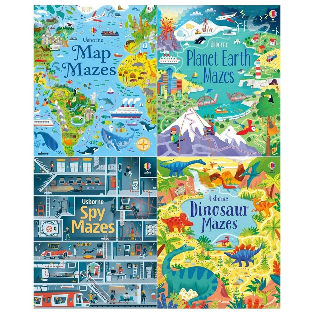 Mazes Series 4 Books Set (Maps, Planet Earth, Spy, Dinosaur)