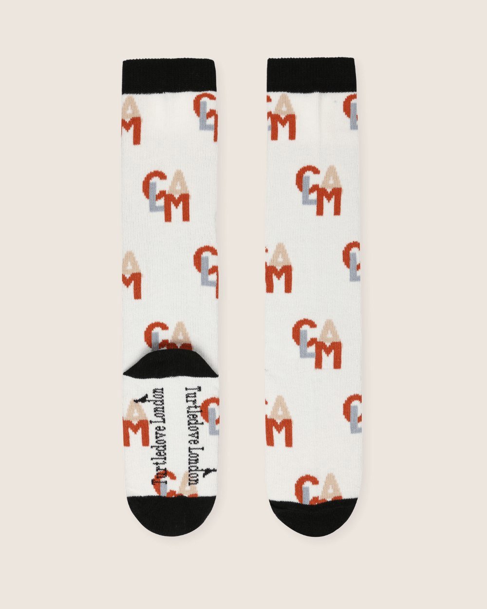 White Calm Slogan Print High Socks - image 1
