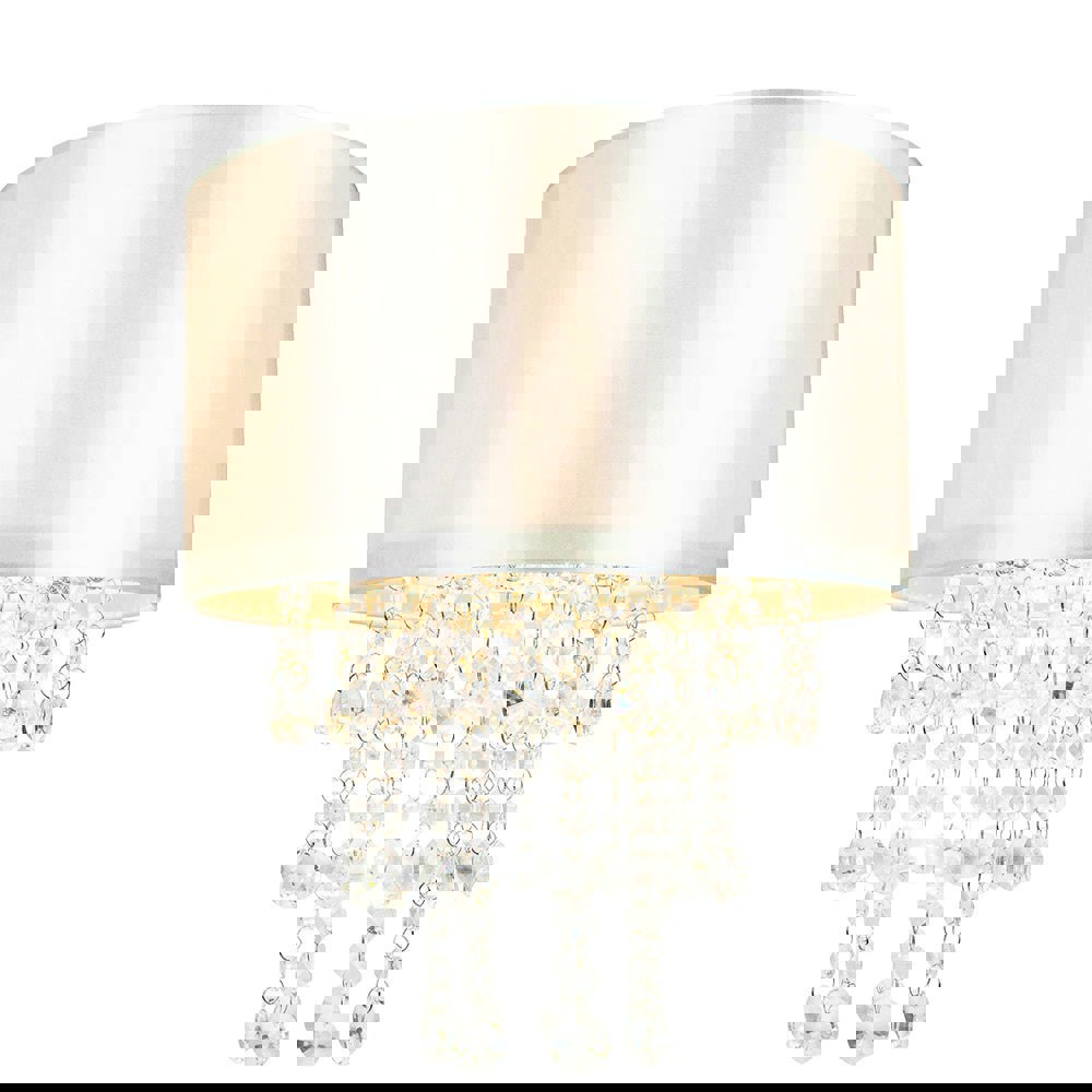 Modern Cream Satin Fabric Pendant Light Shade with Transparent Acrylic Droplets Image 1