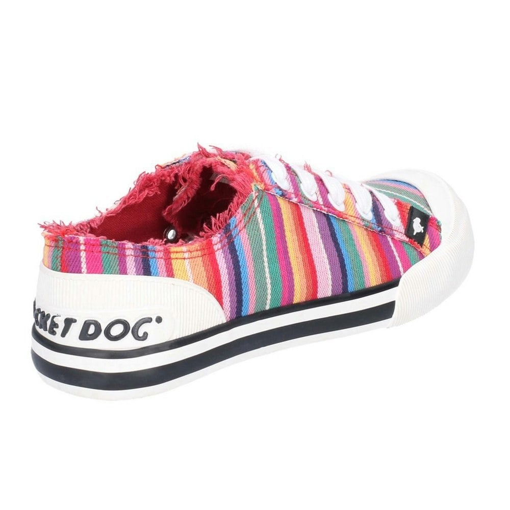Rocket Dog Womens Jazzin Eden Stripe Lace Up Canvas Trainer - Red/Multi