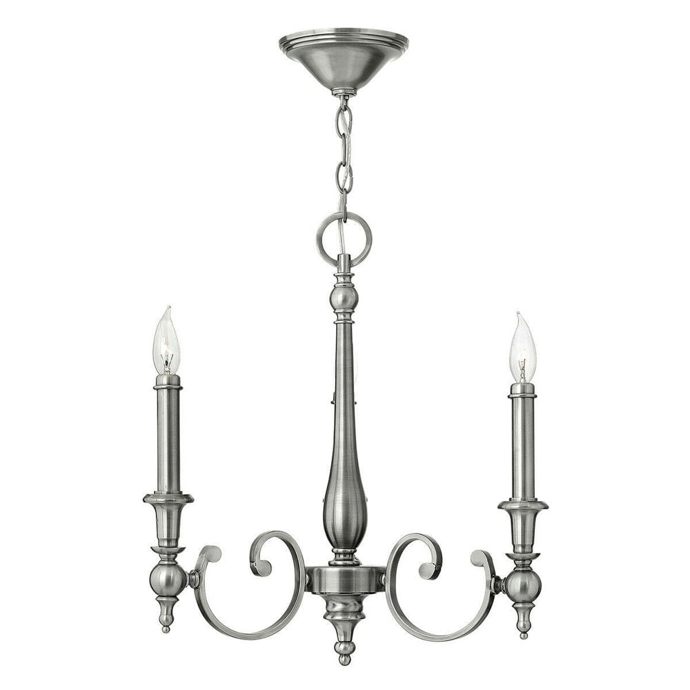 3 Bulb Chandelier Hanging Pendant LIght Antique Nickel LED E14 60W Bulb Loops