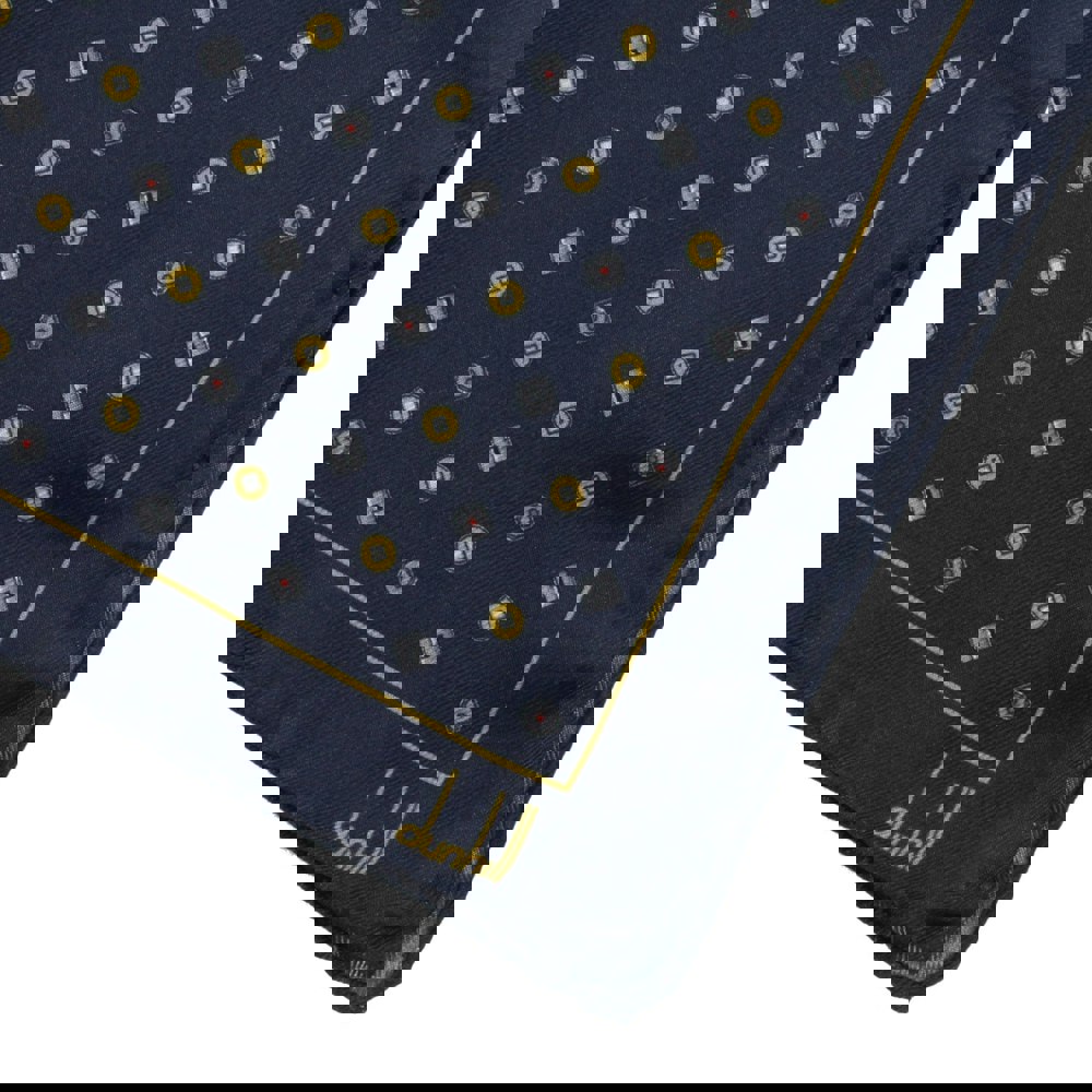 Dunhill mulberry silk pocket square Luxurious silk with an archive cufflink pattern